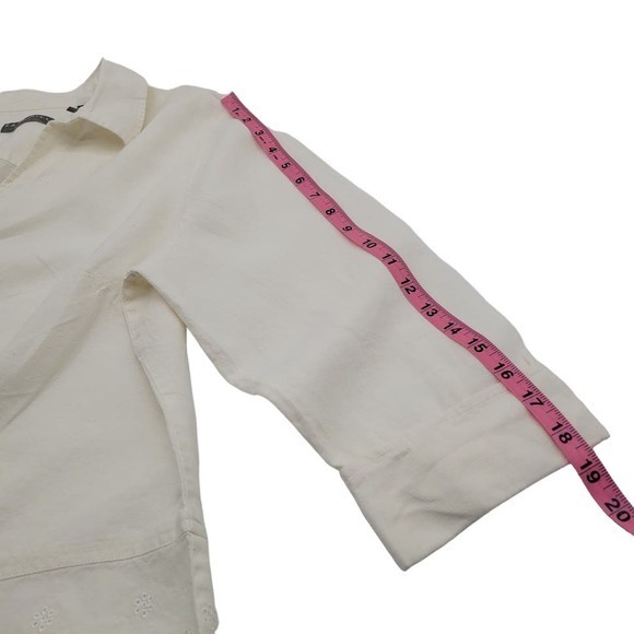 Kate Hill‎ Women’s White Linen Eyelet Collared Blouse 16W - Picture 10 of 10